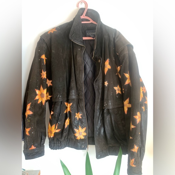 Hand painted suede leather jacket - Picture 1 of 4